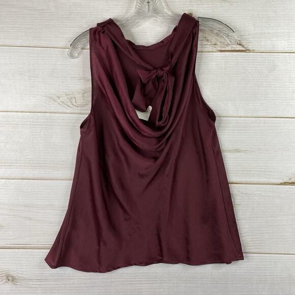 ASTR the Label Top Womens XS Burgundy Slouch Tie Neck Flowy Sleeveless NWT - Picture 7 of 7